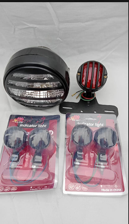 Pack of 3 Cafe racer kit Item's Headlight &amp; backlight, 4 pieces
