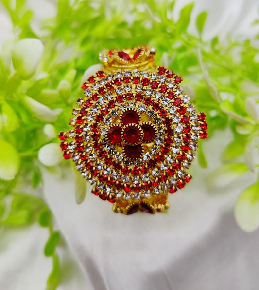 Imported Royal Ruby Crystal Golden Bracelet Bold and Radiant Elegance Adjustable