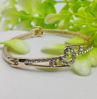 Adjustable Heart Charm Bracelet with Crystal Embellishments - Imported Elegance | Best