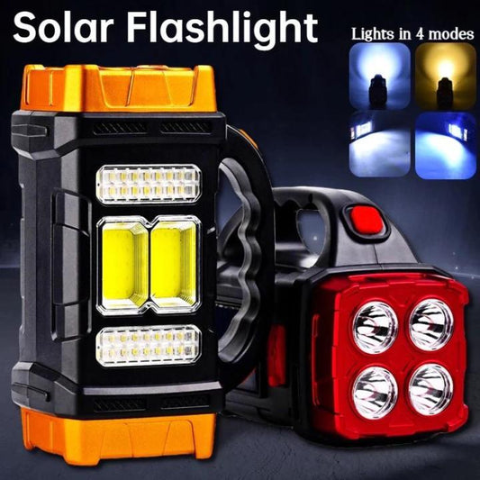HB-2678 Solar LED Flashlight Portable USB Rechargeable Flashlight COB Torch Light Powerful