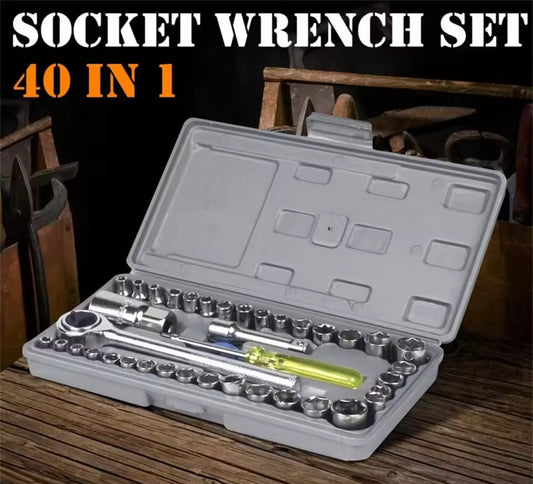 Aiwa 40-Piece Socket Wrench Tool Kit with Screwdrivers and Socket Set