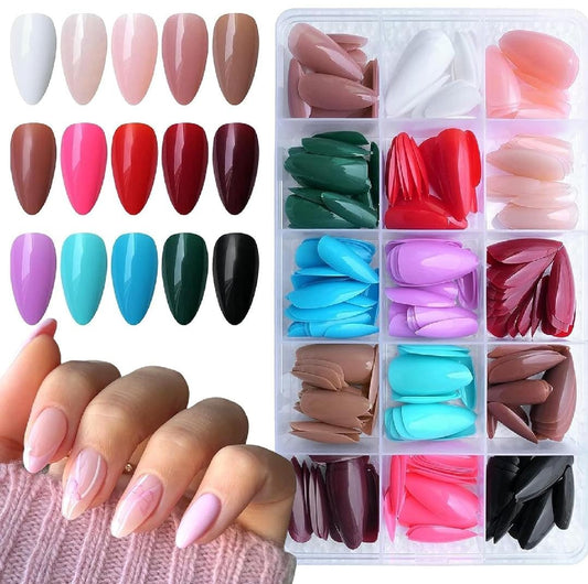 Pack of 144 Artificial Nails Without Nail Glue, Beautiful Fancy Fake Nails