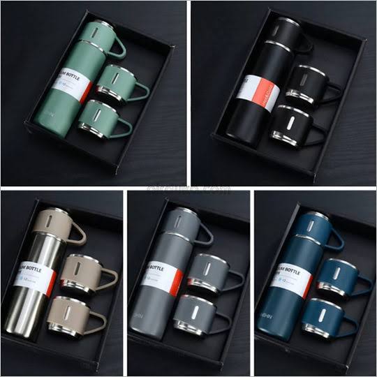 3 Cup 500 Ml Double-Layer Stainless Steel Vacuum Flask Set (