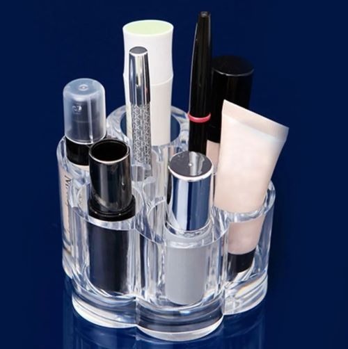 6 Slot Round Shape Lipstick Organizer Flower Shape Clear Acrylic Makeup Cosmetic