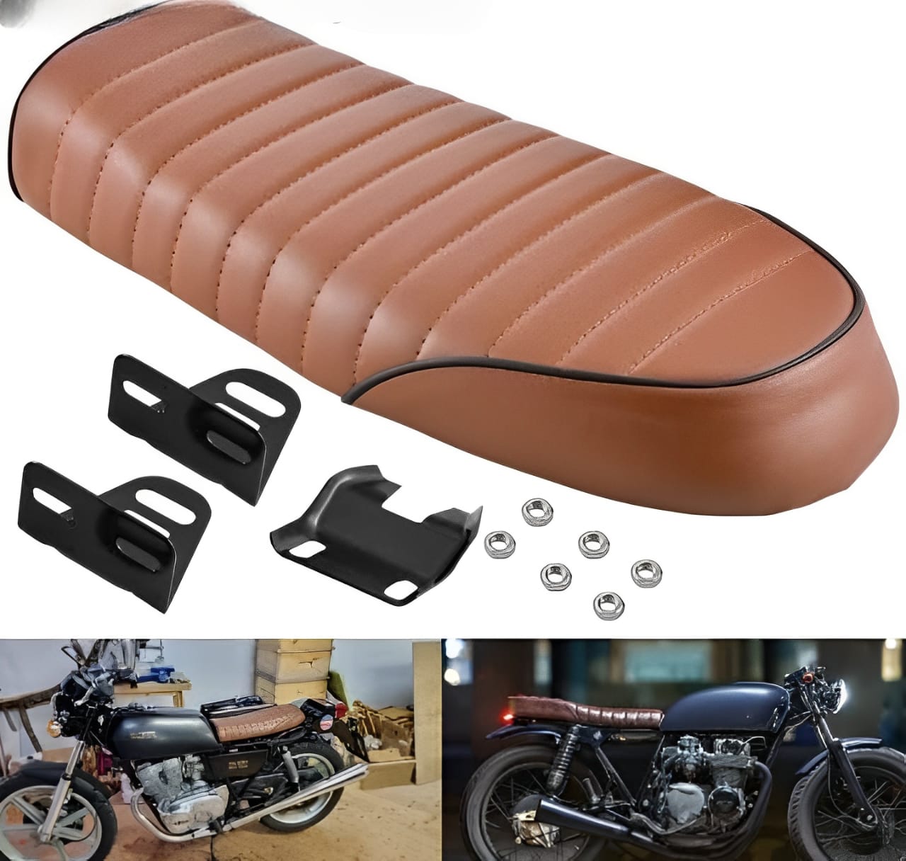 High-Quality Cafe Racer Bike Seat with Complete Fitting | Compatible with CD