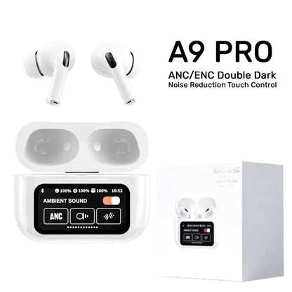A9 Pro Earbuds ANC/ENC Touch Screen Display Noise Reduction Wireless Earbuds For