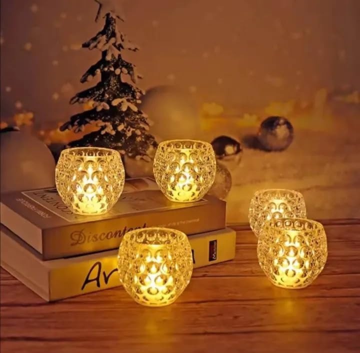 Amber Shine Crystal TeaLight Candle Holder for home and office decor Cell
