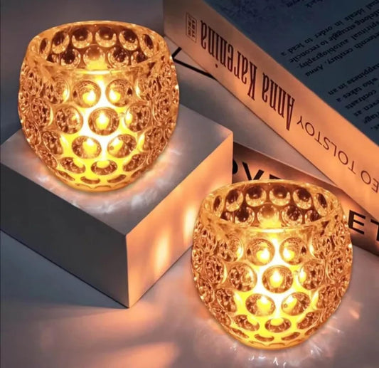 Amber Shine Crystal TeaLight Candle Holder for home and office decor Cell
