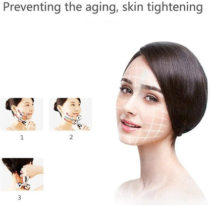 3D Face Massager Roller 360° Rotation Handheld Y-Shape Plastic Tool for