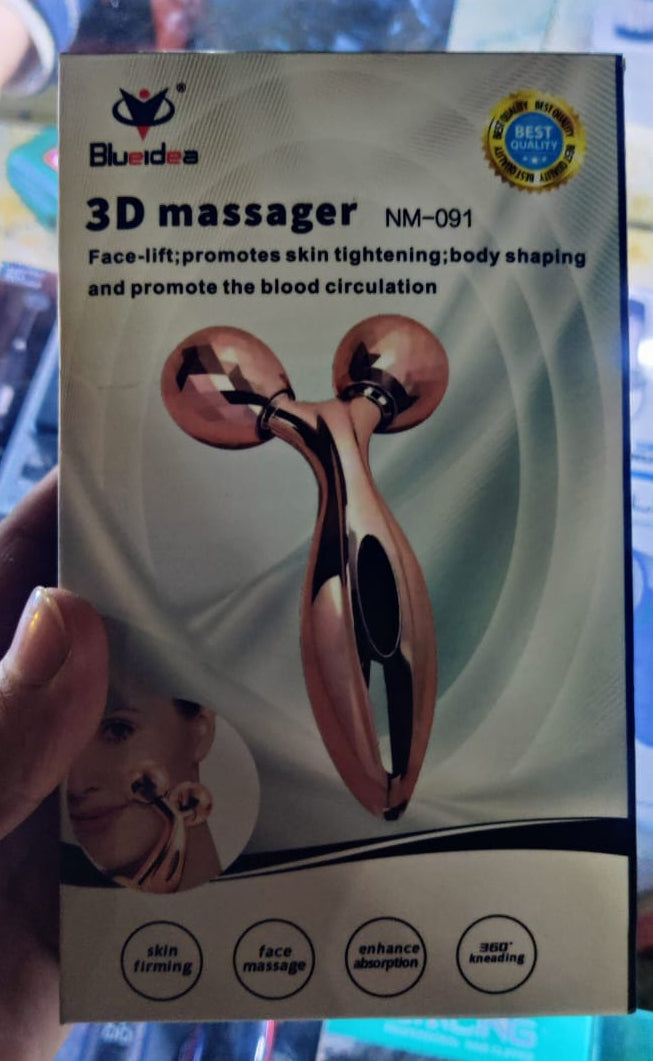 3D Face Massager Roller 360° Rotation Handheld Y-Shape Plastic Tool for