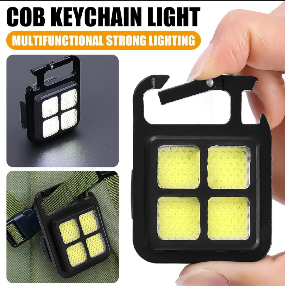Portable COB High Bright Flashlight Multifunction Keychain Lamp Buit-in 150mAh Lithium Battery