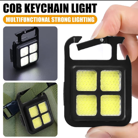 Portable COB High Bright Flashlight Multifunction Keychain Lamp Buit-in 150mAh Lithium Battery
