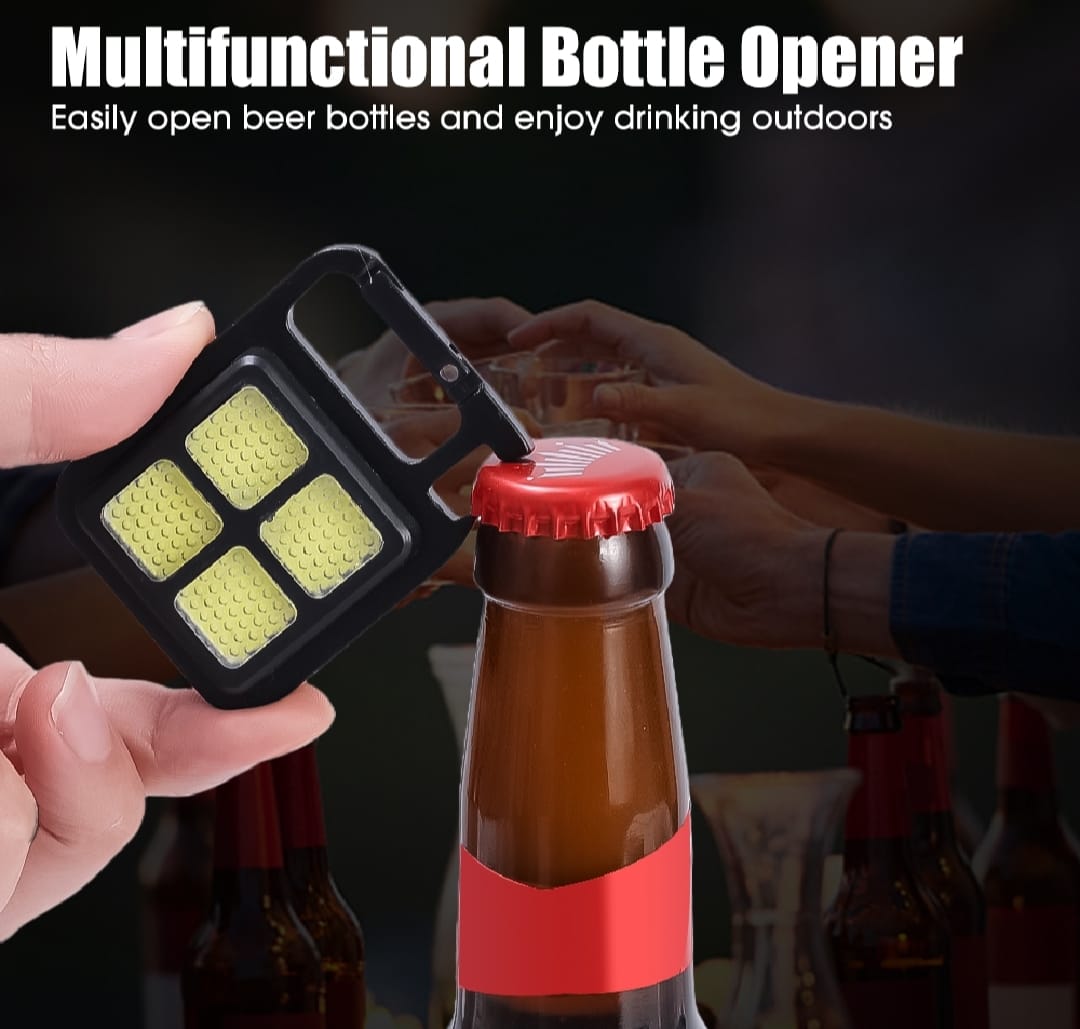 Portable COB High Bright Flashlight Multifunction Keychain Lamp Buit-in 150mAh Lithium Battery