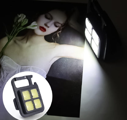 Portable COB High Bright Flashlight Multifunction Keychain Lamp Buit-in 150mAh Lithium Battery