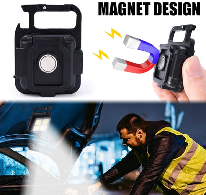 Portable COB High Bright Flashlight Multifunction Keychain Lamp Buit-in 150mAh Lithium Battery