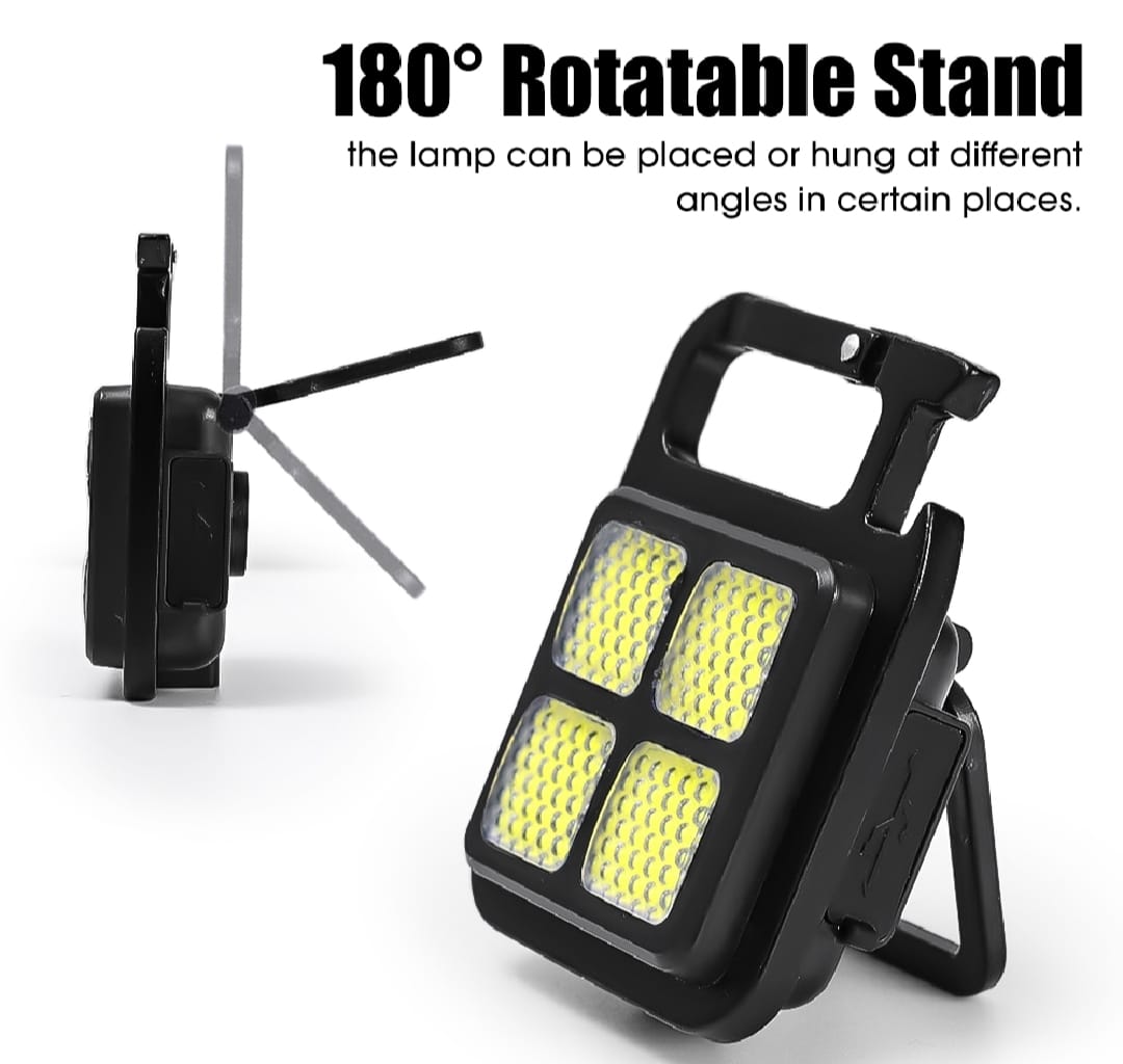 Portable COB High Bright Flashlight Multifunction Keychain Lamp Buit-in 150mAh Lithium Battery