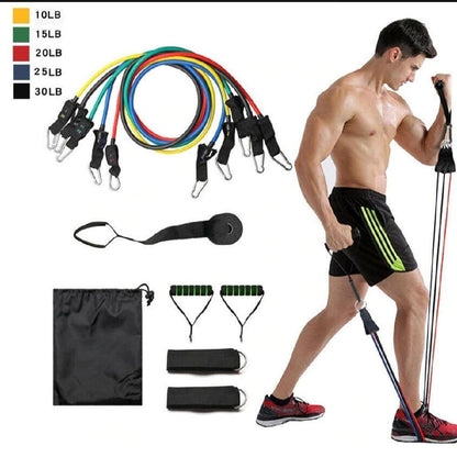 11 Piece Power Resistance Band Set Strength Training Yoga Sports Fitness Band