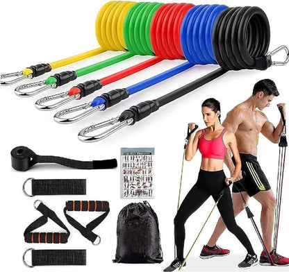11 Piece Power Resistance Band Set Strength Training Yoga Sports Fitness Band