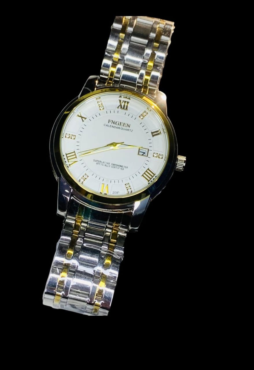 FNGEEN 2081 Stainless Steel Stylish Men Quartz Watch Two tone Chain style