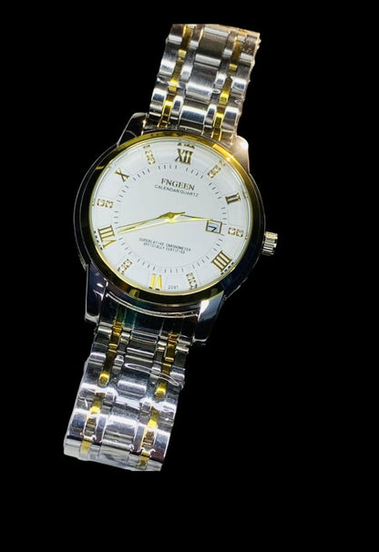 FNGEEN 2081 Stainless Steel Stylish Men Quartz Watch Two tone Chain style