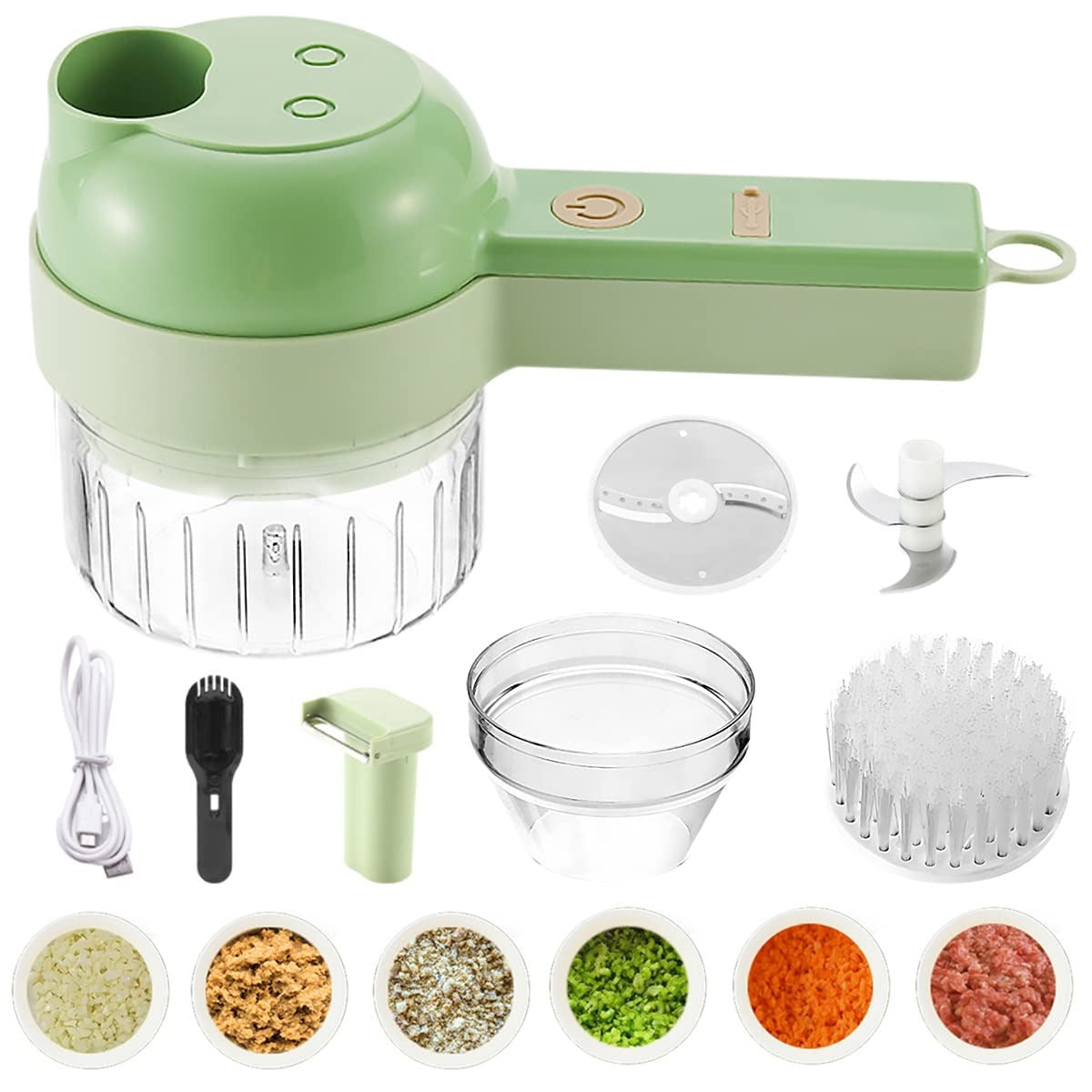 5 in 1 Handheld Hammer Electric Vegetable Cutter Set Mini Wireless Food