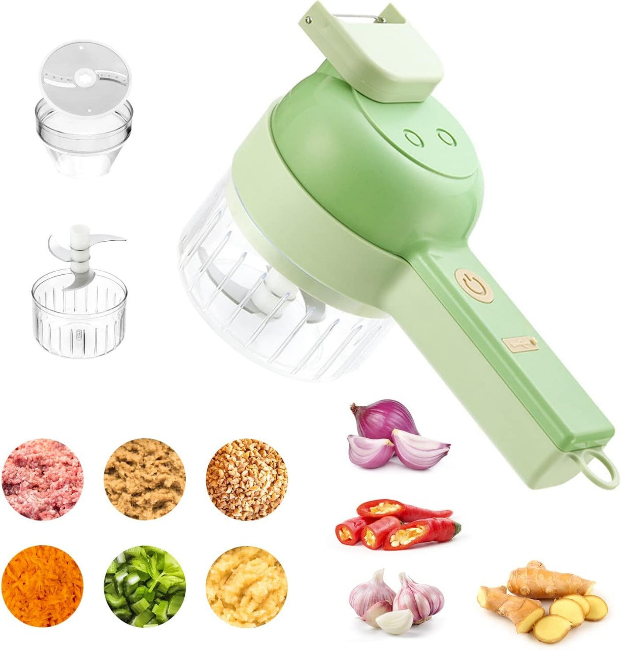 5 in 1 Handheld Hammer Electric Vegetable Cutter Set Mini Wireless Food