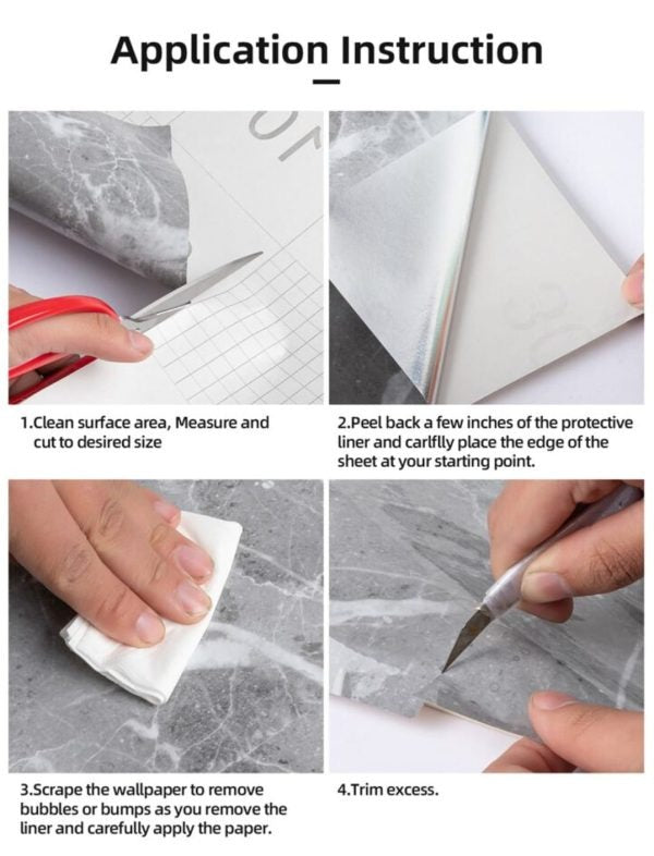 Self Adhesive White Marble Sheet Sticker For Kitchen, Cupboard, Wall Anti