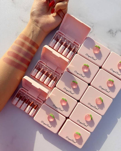 5 Pcs Dragon Ranee Peach Mini Lipstick Set | Long Lasting Makeup