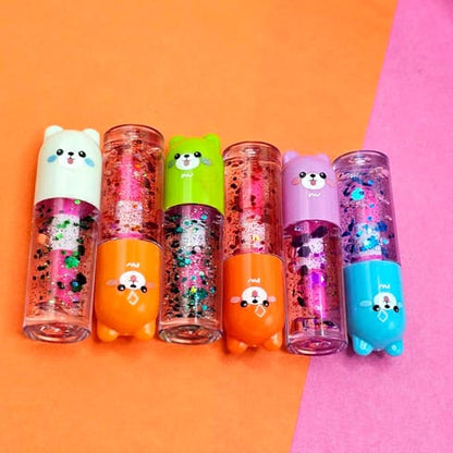 6 Pcs Cute Bear Changing Lip Gloss Set Moisturizing Magic Tint Liquid