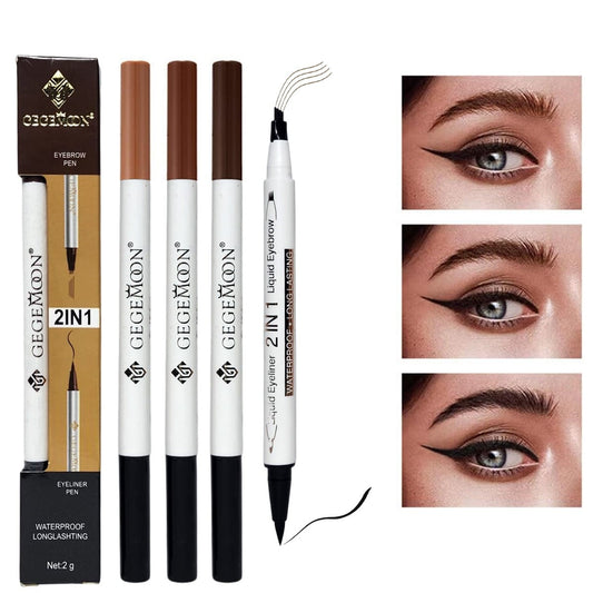 1Pc Gegemoon 1Pcs Waterproof 2 In 1 Long Lasting Liquid Eyeliner &amp;