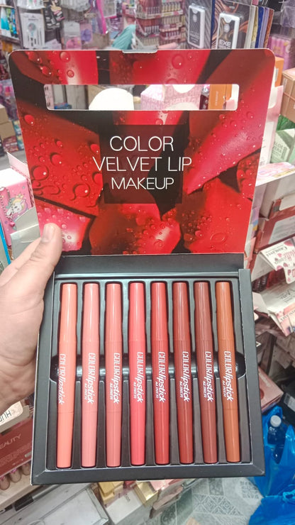 Pack Of 8 2-In-1 Matte Lipstick And Lip Liner Set, Waterproof