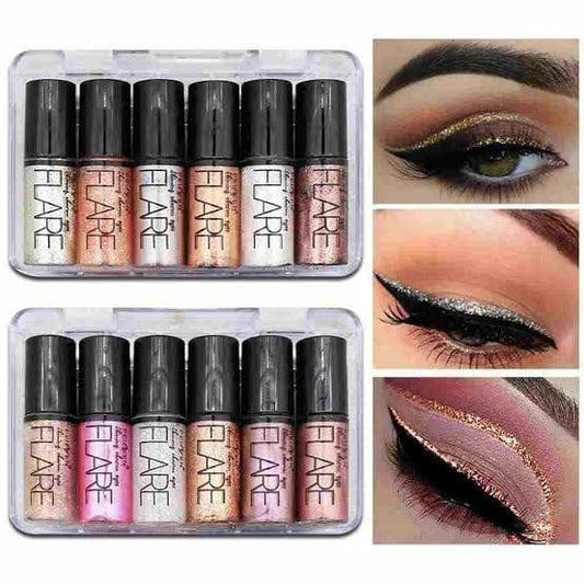 Pack of 6 Mocallure Metallic Shiny Waterproof Glitter Eyeshadow Liquid Eyeliner (Random