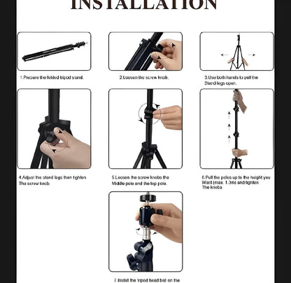 26CM LED Ring Light with Mobile Holder, 7ft Tripod Stand, 3 Light
