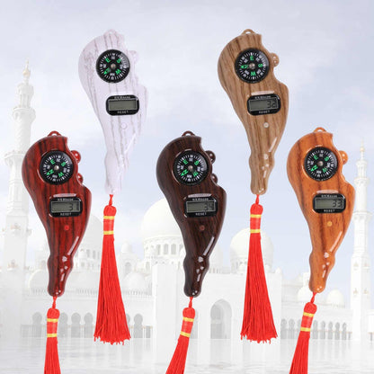 Digital Counter with Qibla Compass and Rotating Prayer Beads Portable Finger Tasbeeh