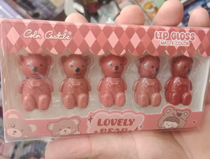 Pack Of 05 Matt Teddy Bear Lip Gloss | Lip Gloss For