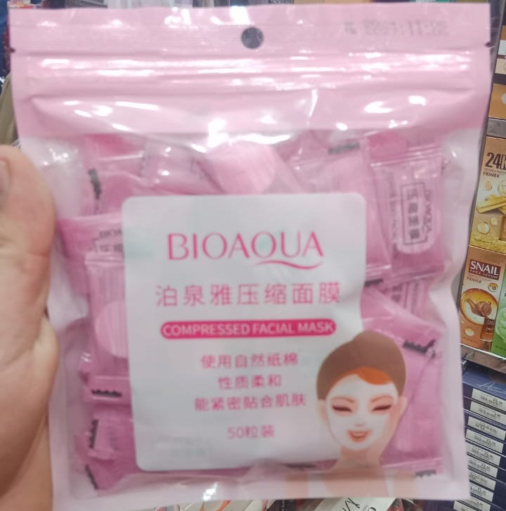 Pack of 50 BIOAQUA Compressed Facial Tablet Face Sheet | 50 Pcs