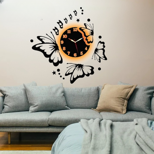 3d Butterfly wall clock | Wooden Wall Clock | Wall Art for