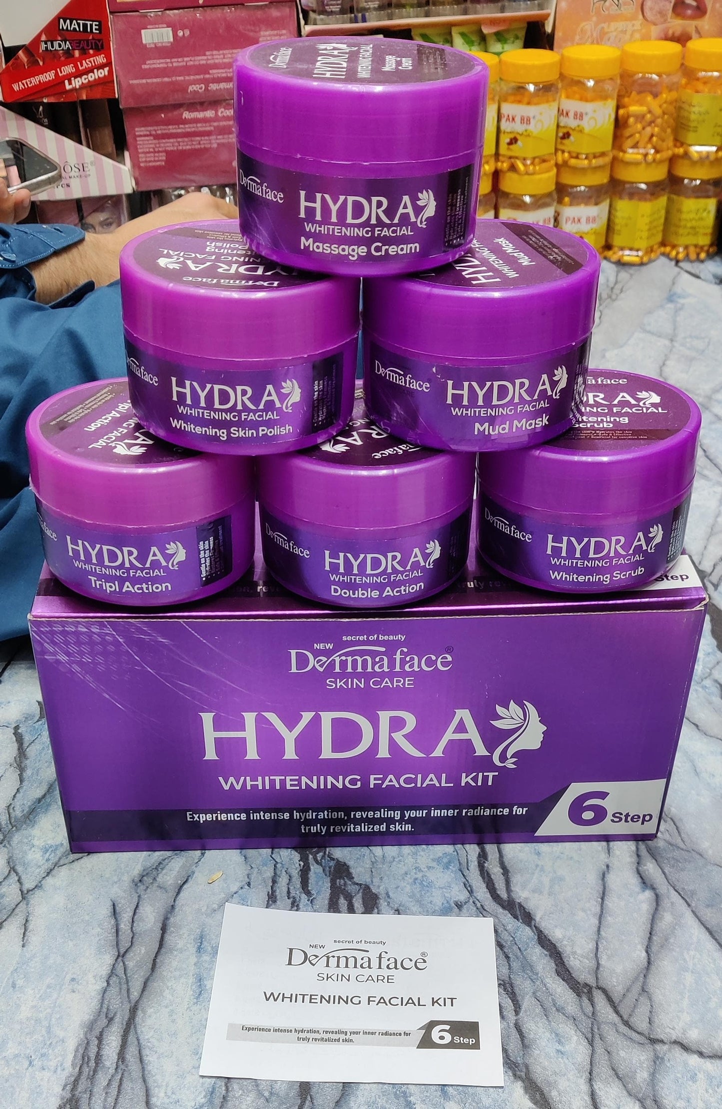 Derma Face Hydra Whitening Facial Kit 6 steps Whitening And Glowing Facial