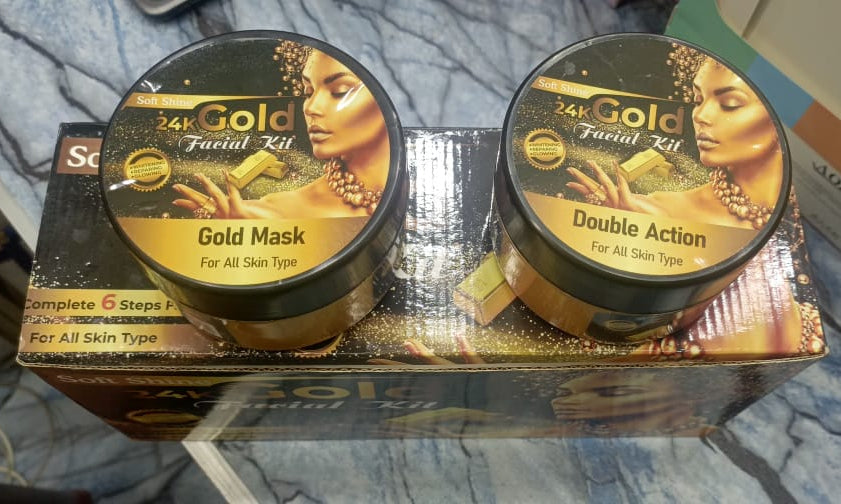Soft Shine 24K Gold Facial Kit Whitening Facial Kit 6 steps Whitening