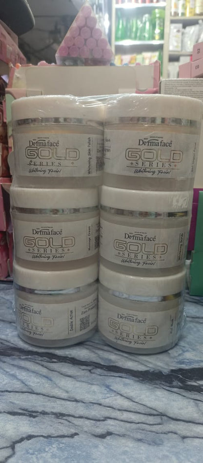 Derma Face Gold Series Whitening Facial 6 steps Whitening And Glowing Facial