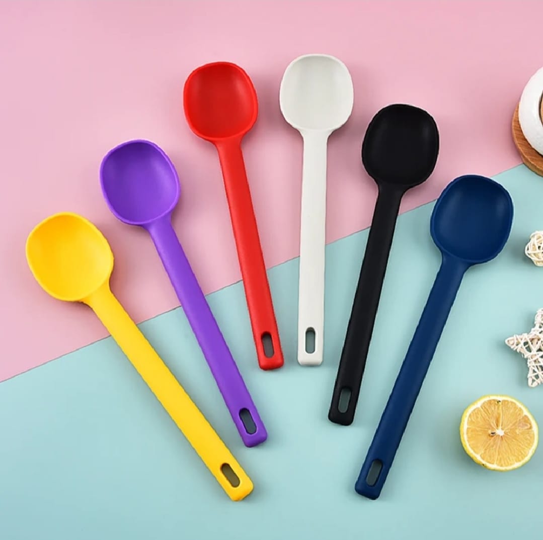 1 Piece Serving Spoon Long Handle Silicone Stirring Spoon High Temperature Resistant