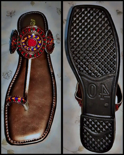 Kolhapuri Slipper Design No. 25-80 Elegant Brown Handcrafted Footwear (With Box