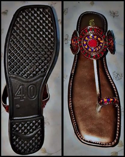 Kolhapuri Slipper Design No. 25-80 Elegant Brown Handcrafted Footwear (With Box