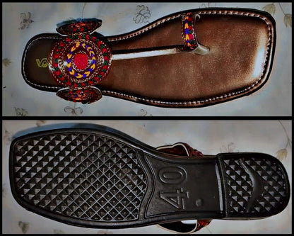Kolhapuri Slipper Design No. 25-80 Elegant Brown Handcrafted Footwear (With Box