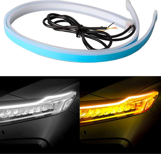 2 Pcs White Color Audi-Style Flexible 60 cm Headlight DRL Light Strips