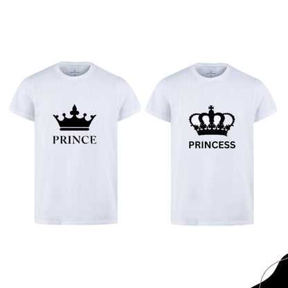 Combo Of Prince &amp; Princes Style White T-Shirt with Cute Design -