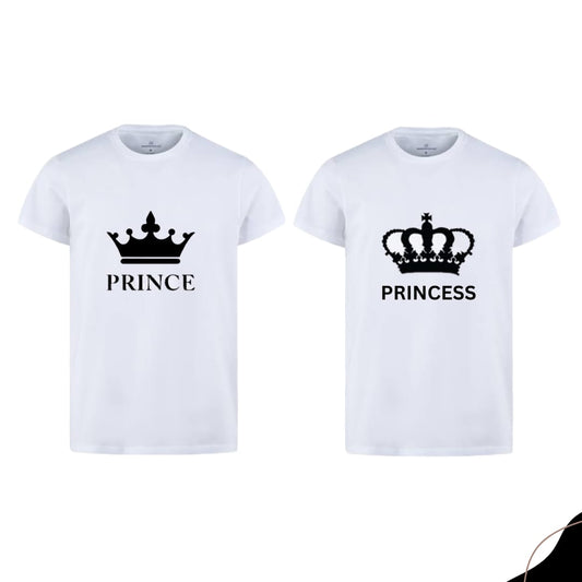 Combo Of Prince &amp; Princes Style White T-Shirt with Cute Design -