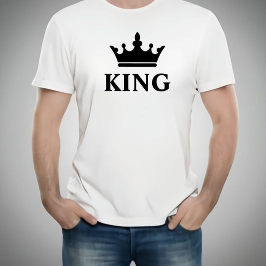 King &amp; Queen Style White T-Shirt - King &amp; Queen Design T-Shirts 