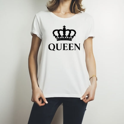 King &amp; Queen Style White T-Shirt - King &amp; Queen Design T-Shirts 