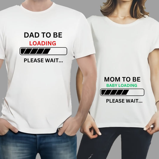 Combo Of Dad to Be &amp; Mom to Be Style White T-Shirt